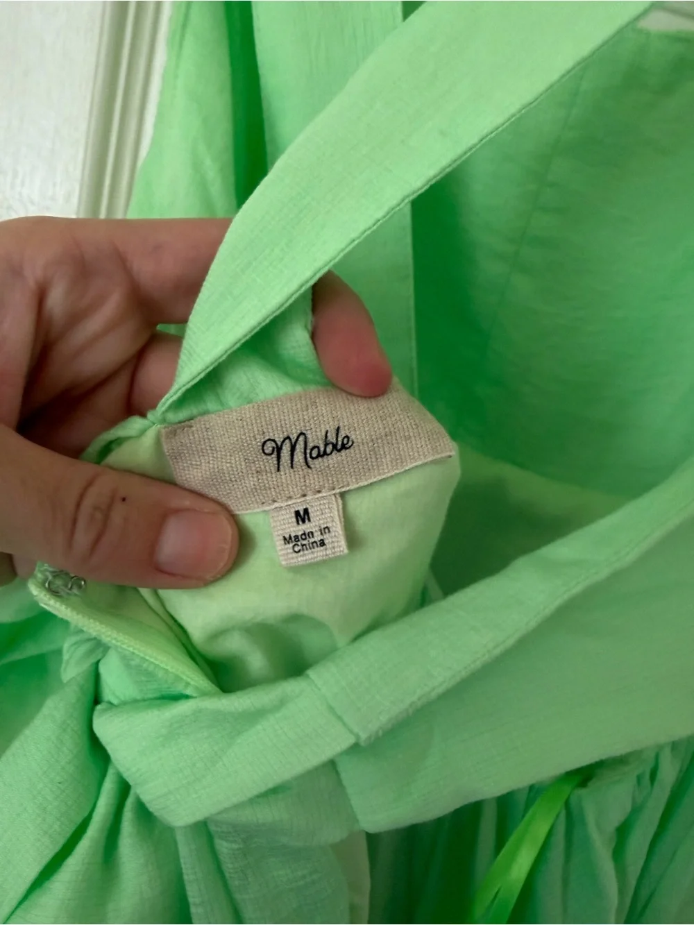 Medium • MABLE Neon Green Ruffle-Sleeve Mini Dress - Picture 10 of 12